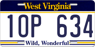 WV license plate 1OP634