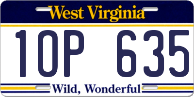 WV license plate 1OP635