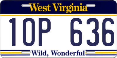 WV license plate 1OP636