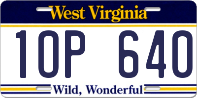 WV license plate 1OP640