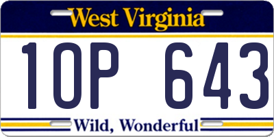 WV license plate 1OP643