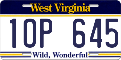 WV license plate 1OP645