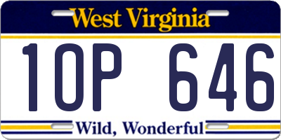 WV license plate 1OP646