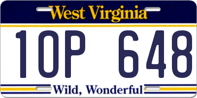 WV license plate 1OP648