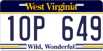 WV license plate 1OP649