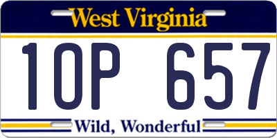 WV license plate 1OP657
