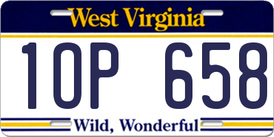 WV license plate 1OP658