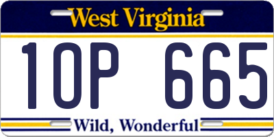WV license plate 1OP665