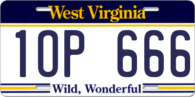WV license plate 1OP666