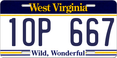 WV license plate 1OP667