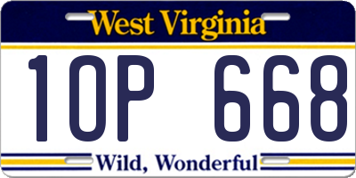 WV license plate 1OP668