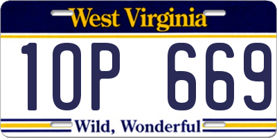 WV license plate 1OP669