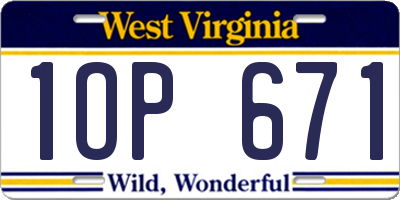 WV license plate 1OP671