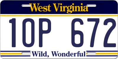 WV license plate 1OP672