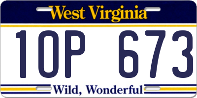 WV license plate 1OP673