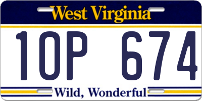 WV license plate 1OP674