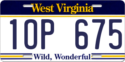 WV license plate 1OP675