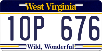 WV license plate 1OP676