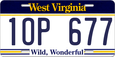 WV license plate 1OP677