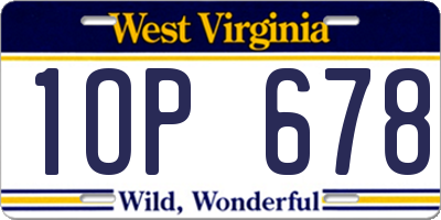 WV license plate 1OP678