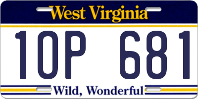 WV license plate 1OP681