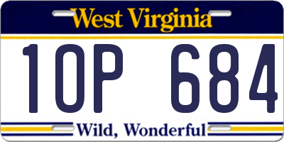 WV license plate 1OP684