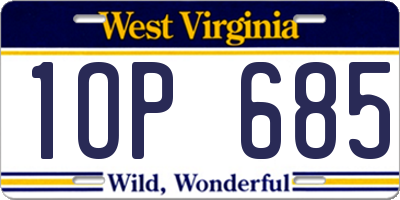 WV license plate 1OP685