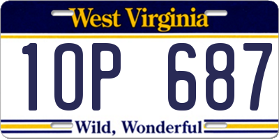 WV license plate 1OP687