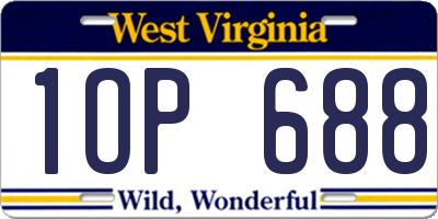 WV license plate 1OP688