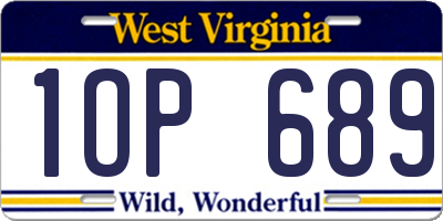 WV license plate 1OP689