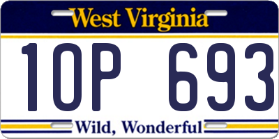 WV license plate 1OP693