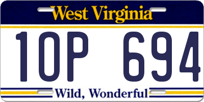WV license plate 1OP694