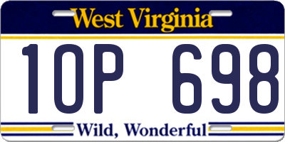WV license plate 1OP698