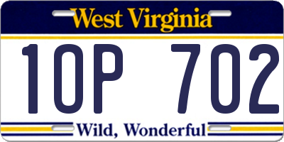 WV license plate 1OP702