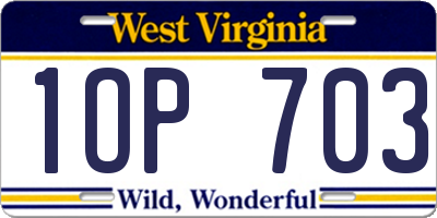 WV license plate 1OP703