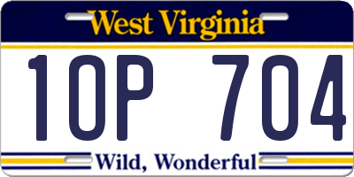 WV license plate 1OP704