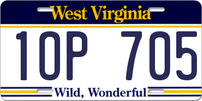 WV license plate 1OP705