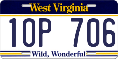 WV license plate 1OP706