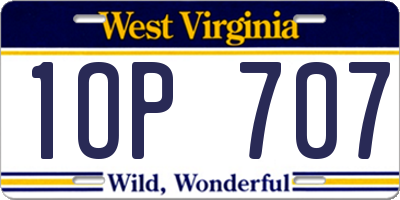 WV license plate 1OP707