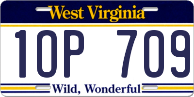 WV license plate 1OP709