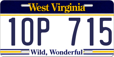 WV license plate 1OP715