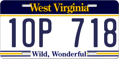WV license plate 1OP718