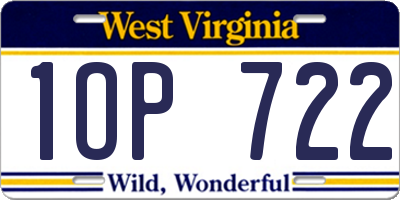 WV license plate 1OP722