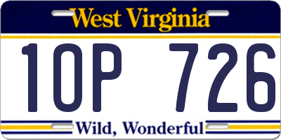WV license plate 1OP726
