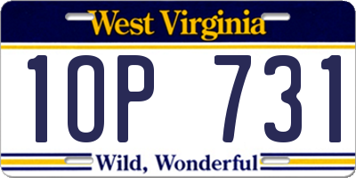 WV license plate 1OP731