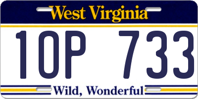WV license plate 1OP733