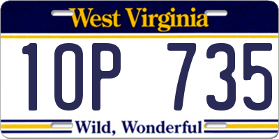 WV license plate 1OP735
