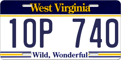 WV license plate 1OP740