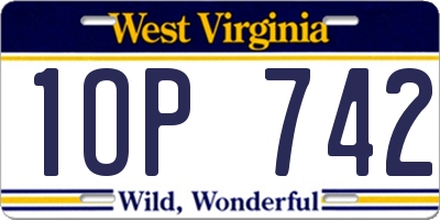 WV license plate 1OP742