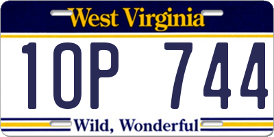 WV license plate 1OP744